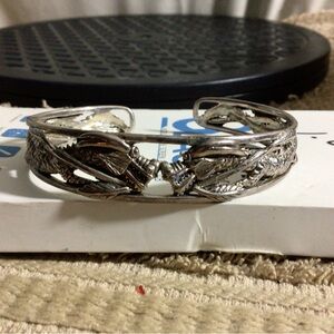 Intricate Silver Leaf Cuff Bracelet
